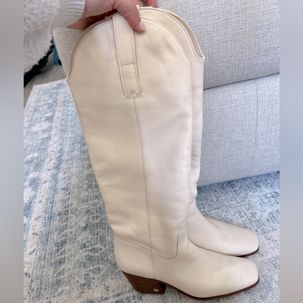 Sam Edelman white leather western boot